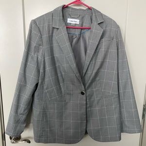 Calvin Klein Gray Striped Suit Jacket